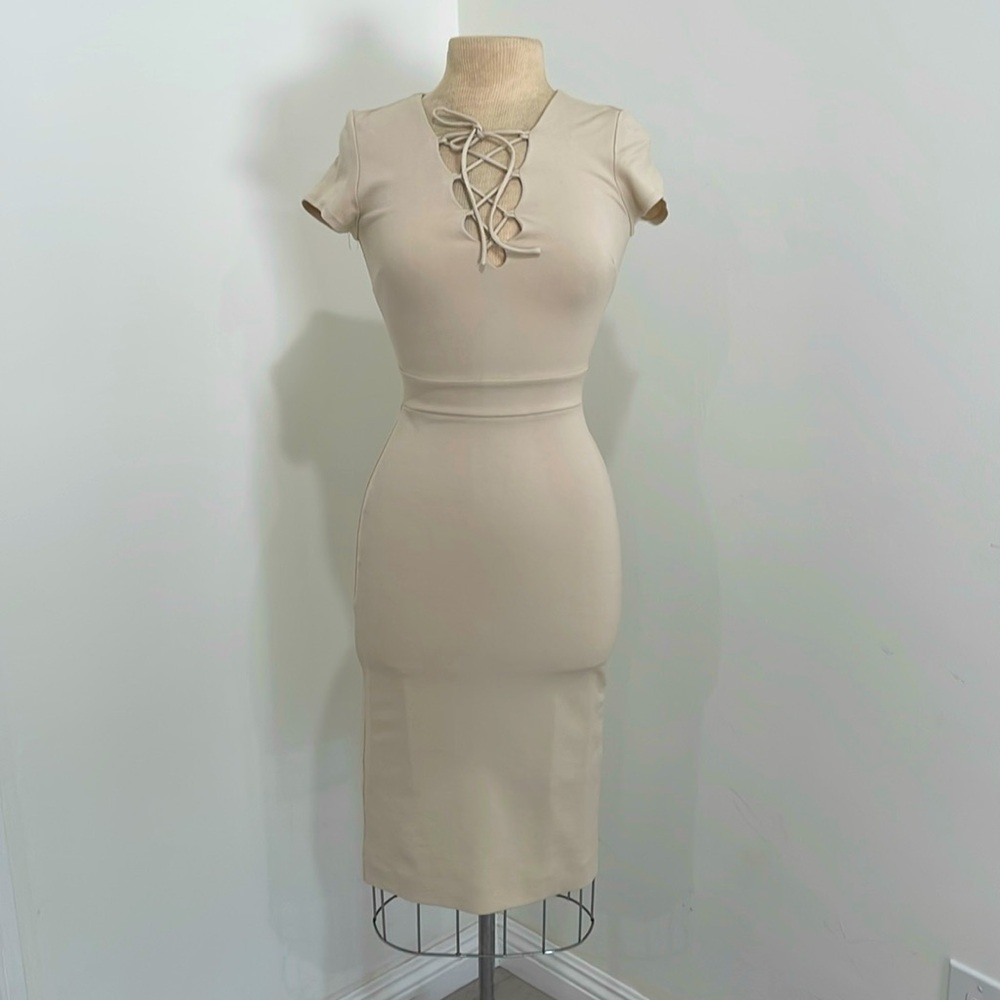 Beige midi dress